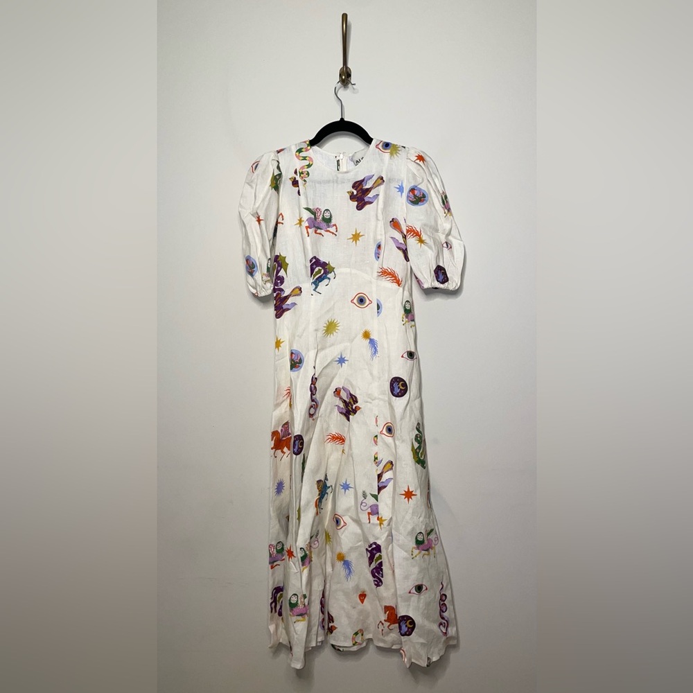 ALEMAIS Aether Abstract Print Linen Midi Dress - Picture 5 of 10
